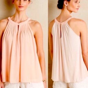 Anthropologie Sunday in Brooklyn Peach Pintucked Halter Tank Top, size S